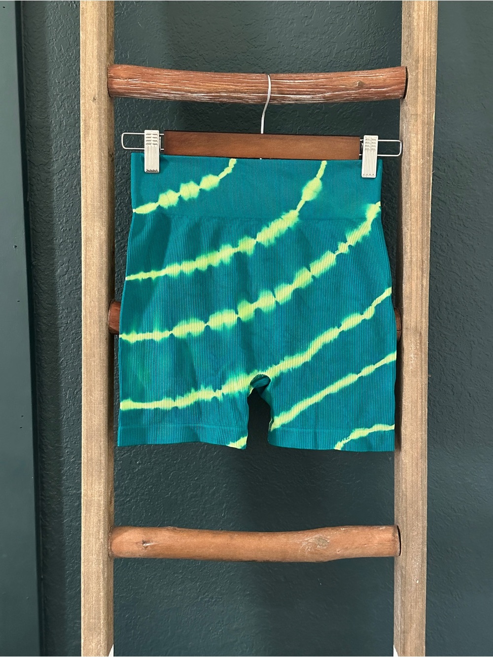 NWOT Teal and Lime Green Tie-Dye Athletic Shorts Women’s Small